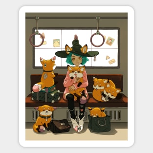 Witch and her foxes Sticker